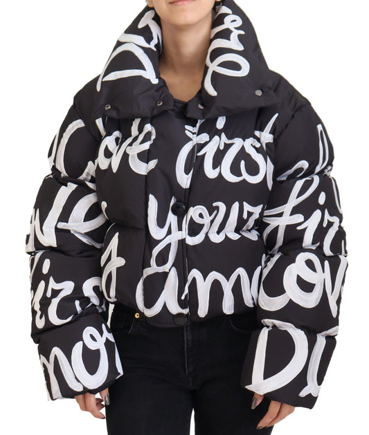 Schwarze AMORE Bedruckte Blouson-Jacke aus Polyester