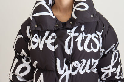 Schwarze AMORE Bedruckte Blouson-Jacke aus Polyester