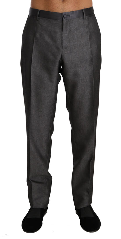 Graue gemusterte formelle Hose aus Wolle und Seide