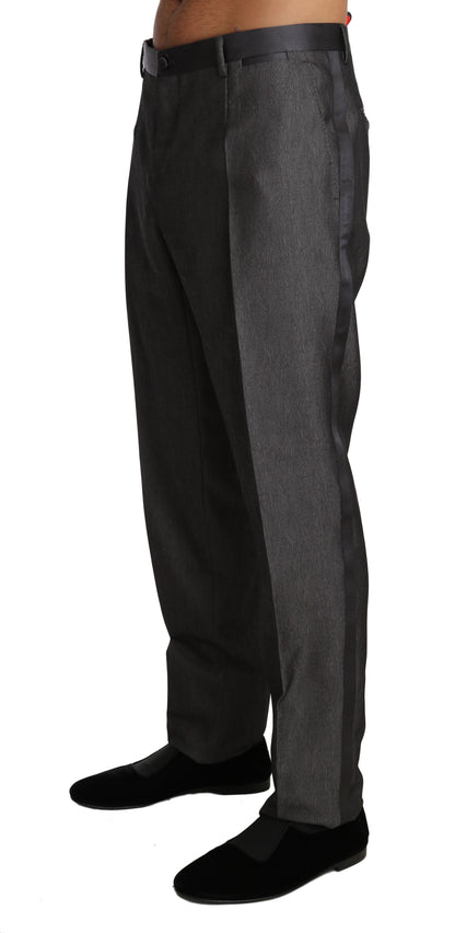 Graue gemusterte formelle Hose aus Wolle und Seide