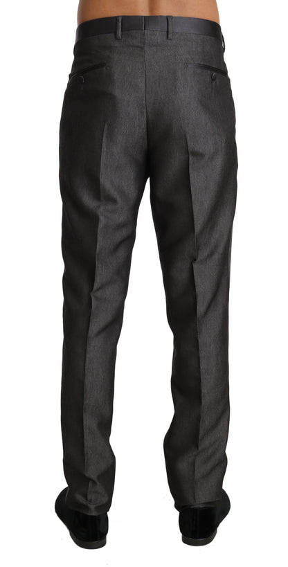 Graue gemusterte formelle Hose aus Wolle und Seide