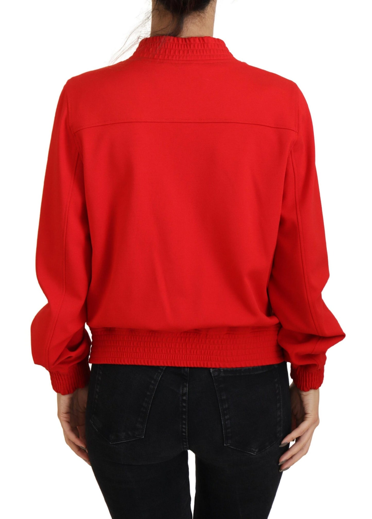 Roter Viskose-Blouson-Pullover mit durchgehendem Reißverschluss und DG-Logo
