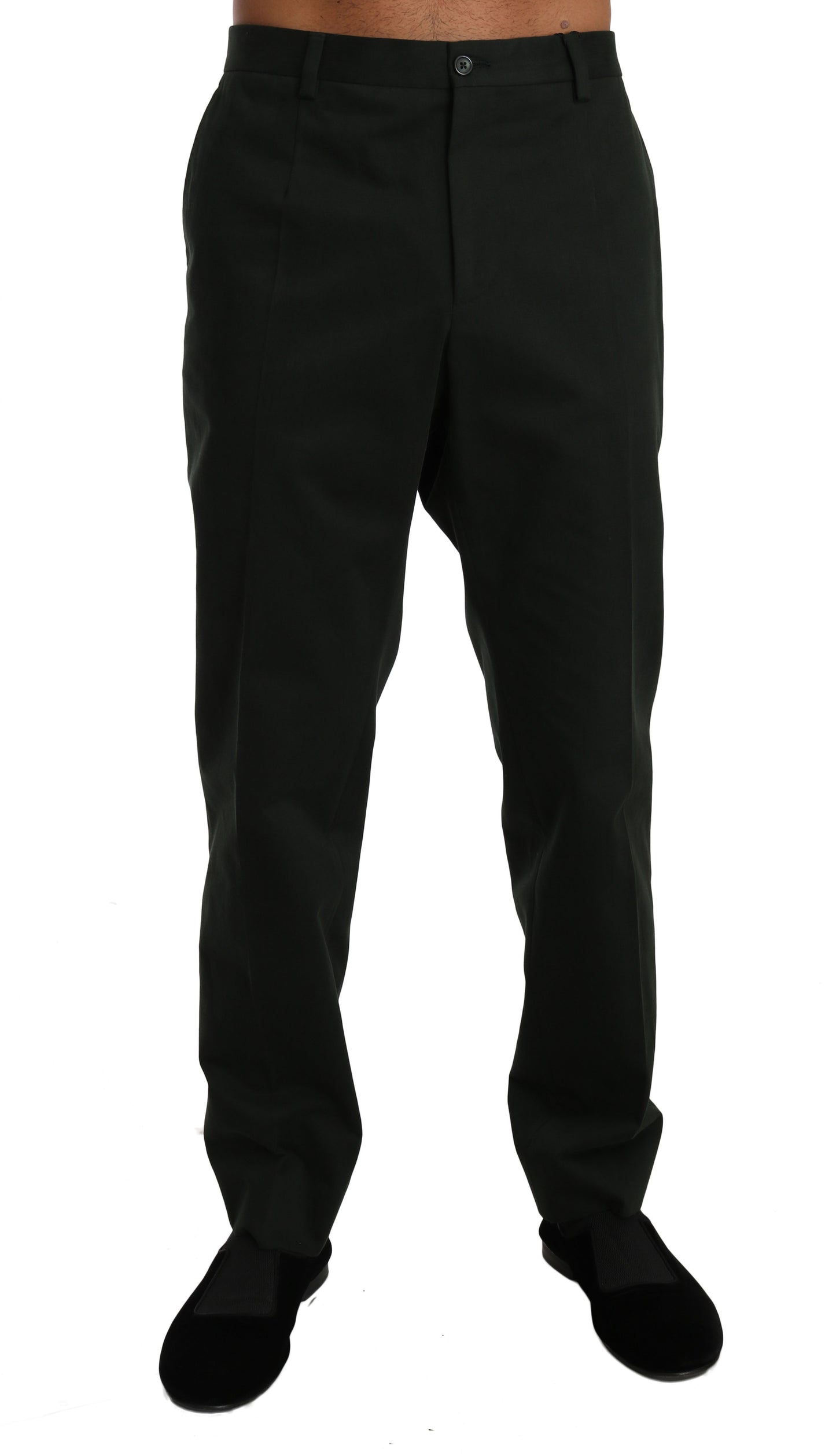Dunkelgrünes Baumwollkleid Formelle Hose