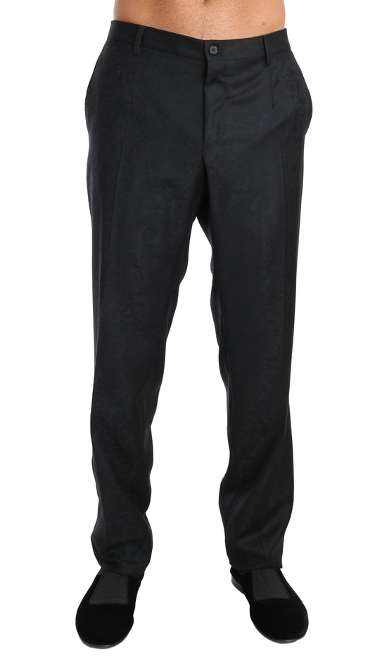 Graue gemusterte formelle Hose aus Baumwolle