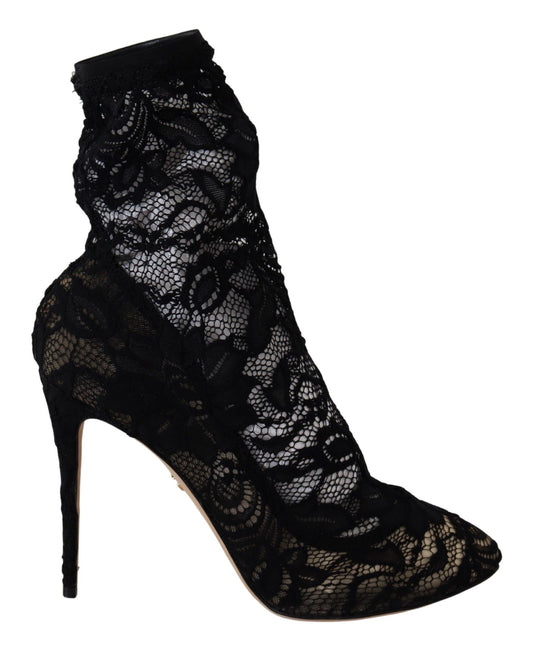 Schwarze Spitze Taormina High Heel Stiefel