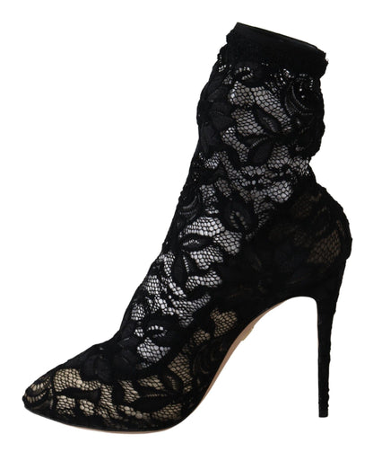 Schwarze Spitze Taormina High Heel Stiefel