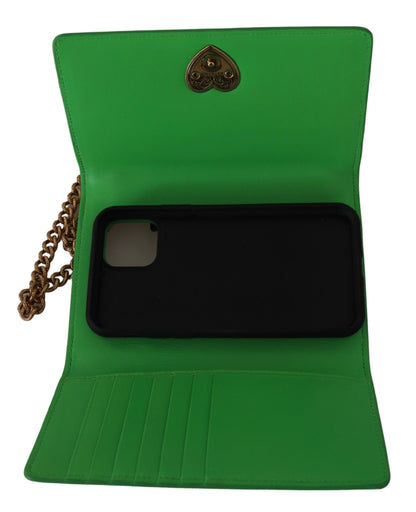 Grüner Leder Devotion Kartenhalter IPHONE 11 PRO Geldbörse