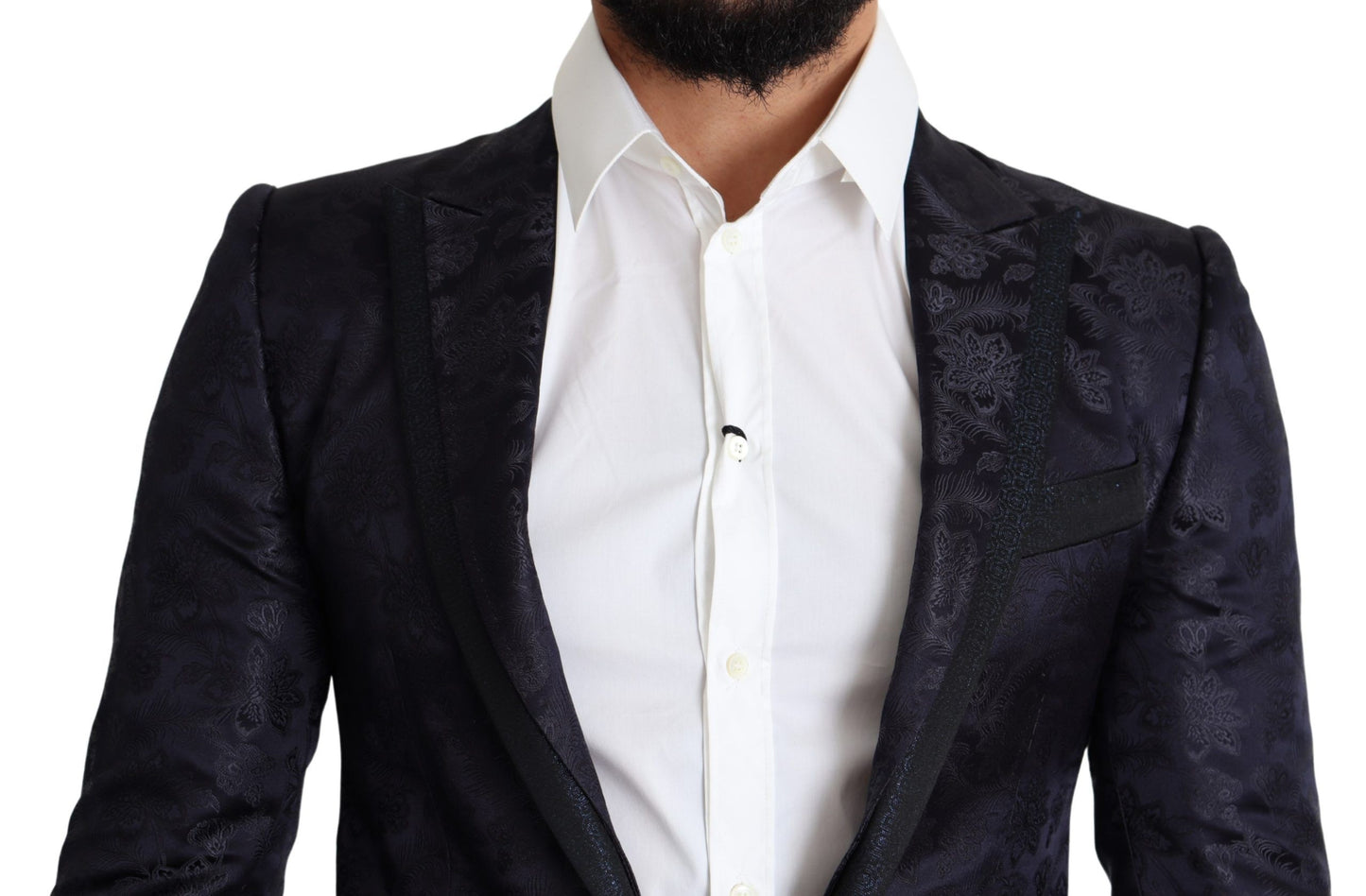 Blauer Jacquard-Mantel aus Seide mit Blumenmuster MARTINI Blazer