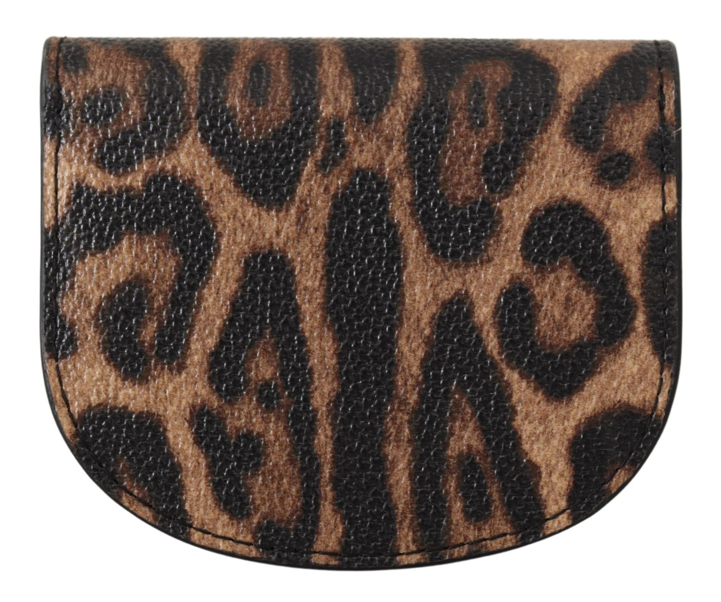 Schwarzer Leopard-Logo-Münzklappenhalter Geldbörse