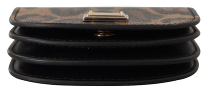 Schwarzer Leopard-Logo-Münzklappenhalter Geldbörse