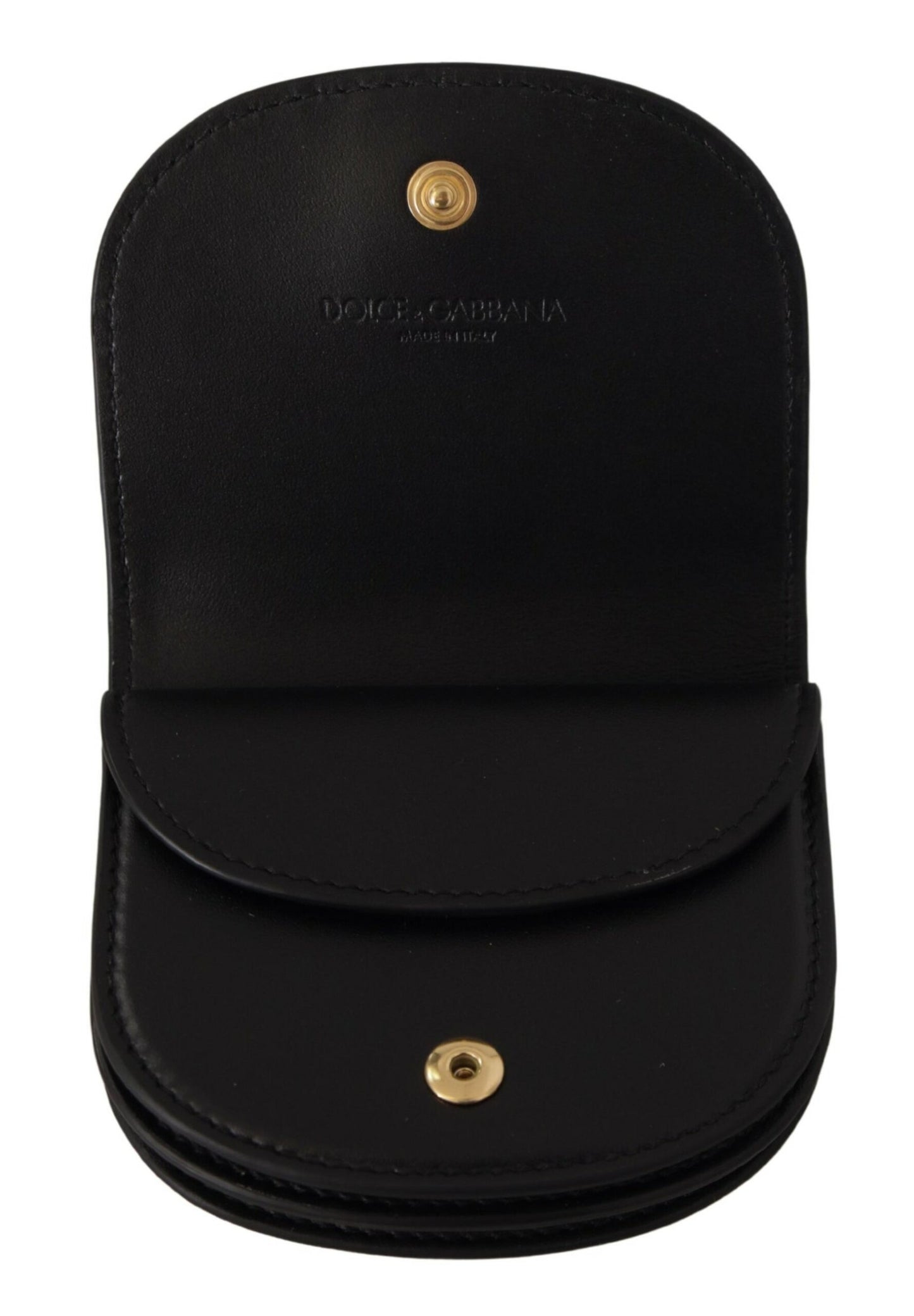 Schwarzer Leopard-Logo-Münzklappenhalter Geldbörse