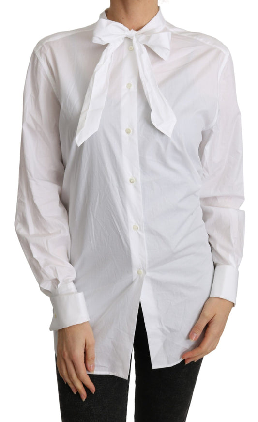 Baumwolle Weiß Schal Hals Shirt Bluse Top