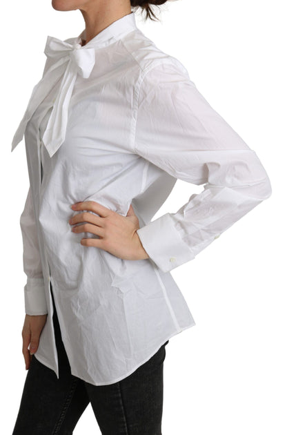 Baumwolle Weiß Schal Hals Shirt Bluse Top