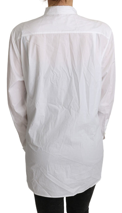 Baumwolle Weiß Schal Hals Shirt Bluse Top