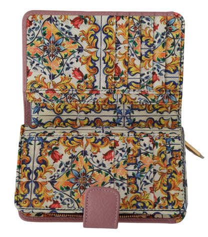 Rosa geblümtes Leder Bifold Continental Clutch Geldbörse
