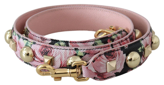 Rosa geblümte Tasche mit goldenen Nieten Accessoire Schulterriemen