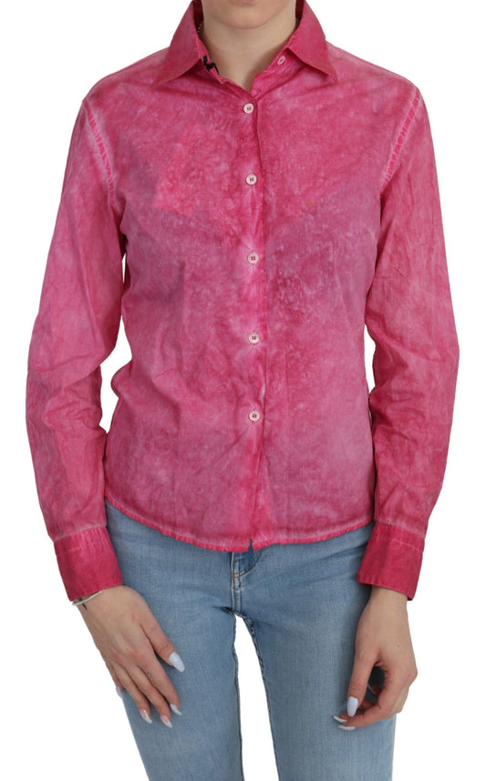 Rosa Hemd mit langen Ärmeln und Kragen Bluse Top