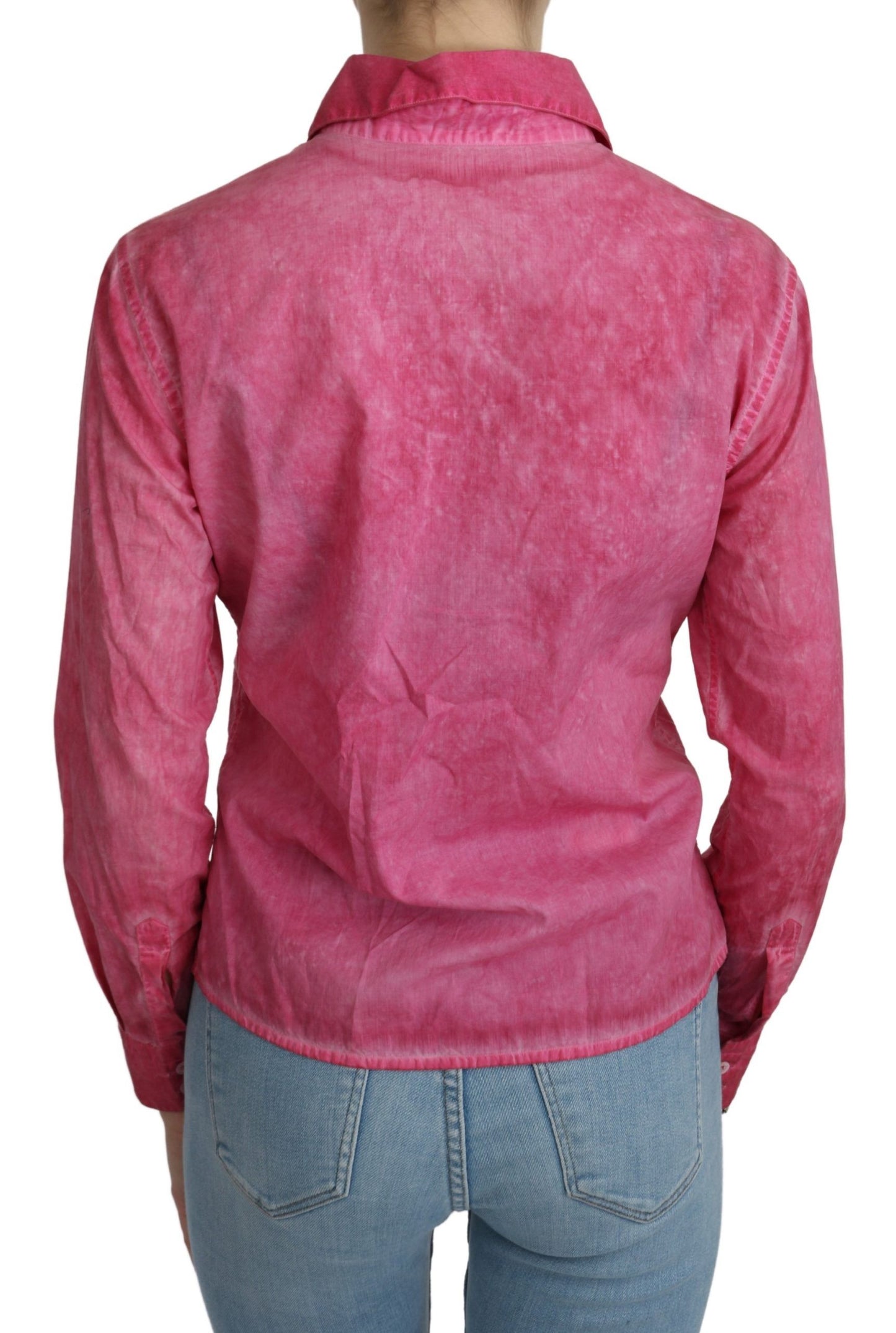 Rosa Hemd mit langen Ärmeln und Kragen Bluse Top