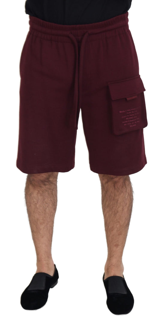 Maroon Baumwolle Cargo Herren Casual Shorts