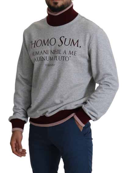 Grauer Homo Sum Rollkragenpullover Pullover