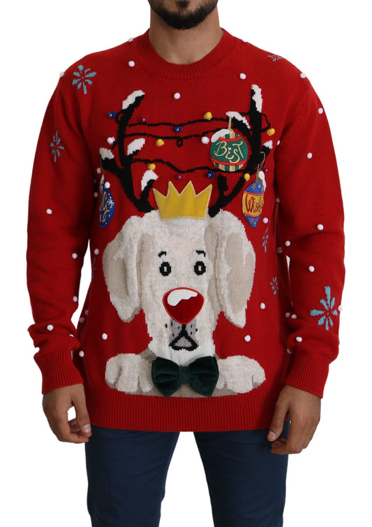 Roter Weihnachtshund Pullover Kaschmirpullover