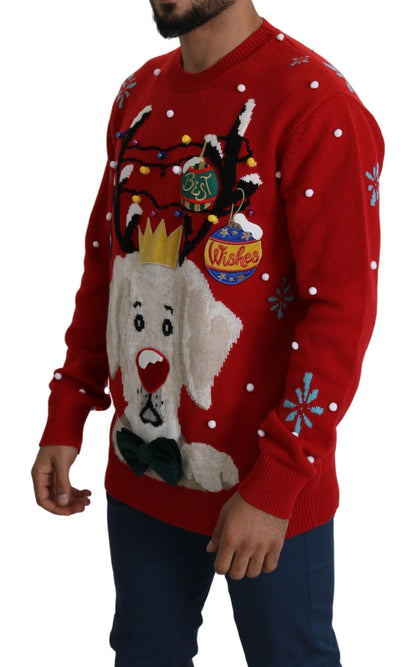 Roter Weihnachtshund Pullover Kaschmirpullover