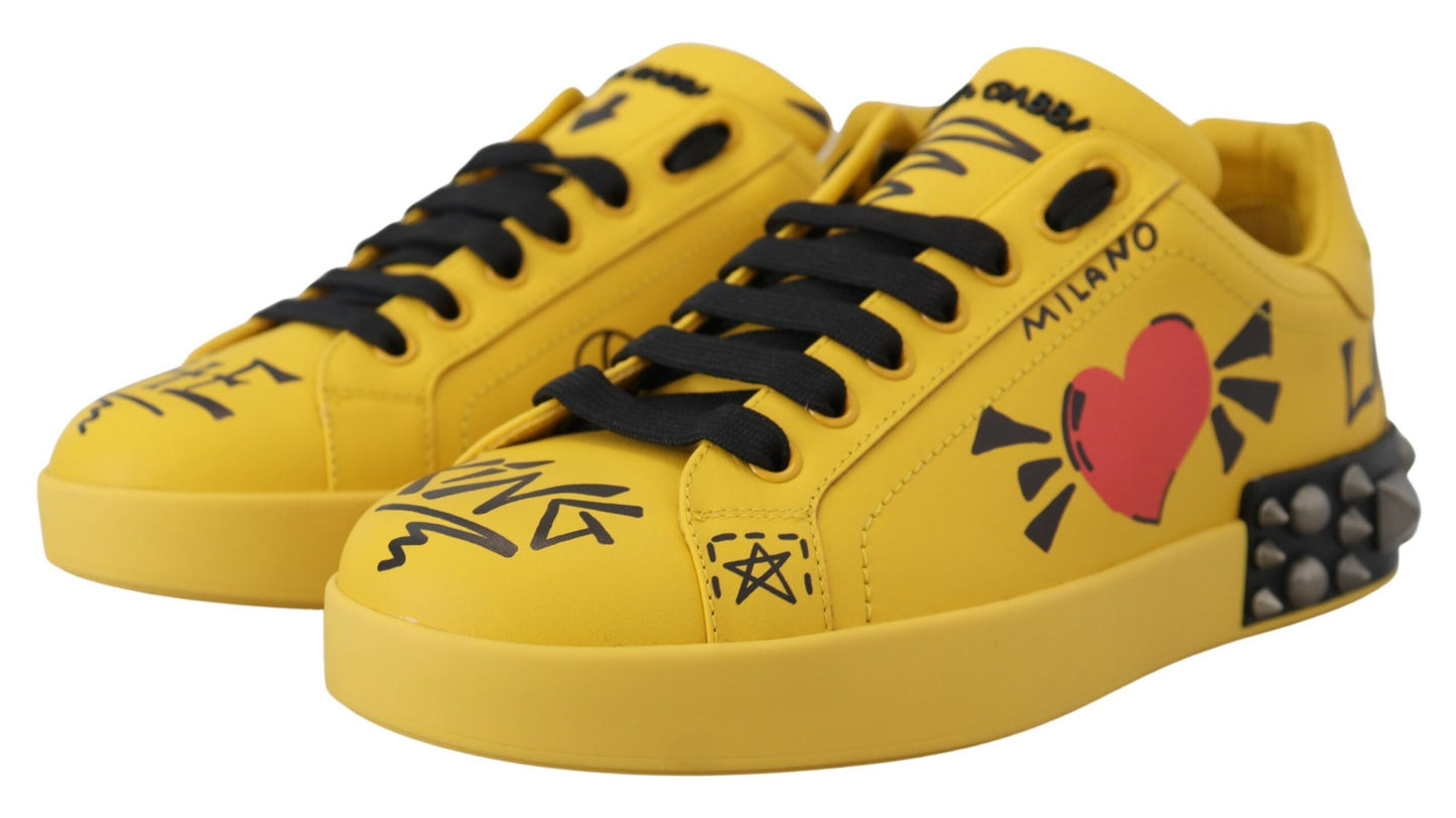 Gelbe König Nieten Casual Leder Turnschuhe Schuhe