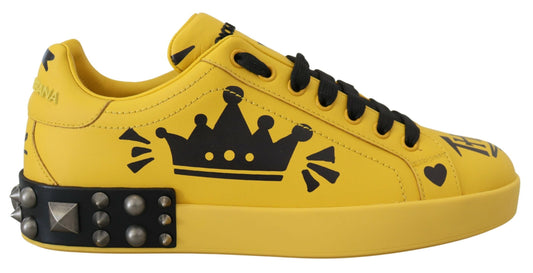 Gelbe König Nieten Casual Leder Turnschuhe Schuhe