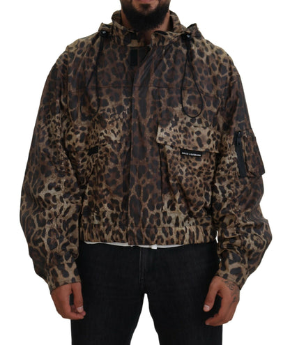 Braune Leoparden Print Männer Kapuzenjacke
