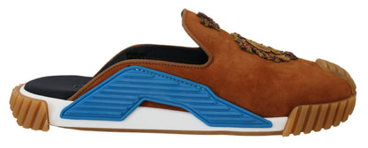 Beige Wildleder Kristall Pantoletten Sandalen Flats NS1 Schuhe