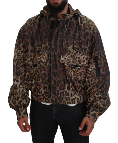 Braune Leoparden Print Männer Kapuzenjacke