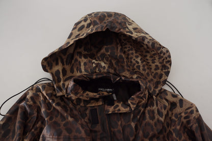 Braune Leoparden Print Männer Kapuzenjacke