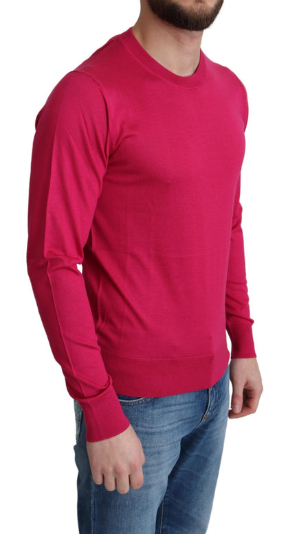 Rosa Seidenpullover mit Rundhalsausschnitt Top Sweater
