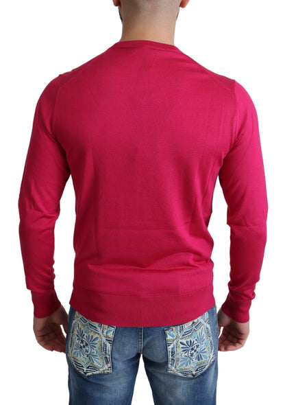 Rosa Seidenpullover mit Rundhalsausschnitt Top Sweater