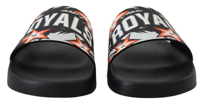 Schwarz Orange Royals Gummi-Sandalen Rutschen Slip On