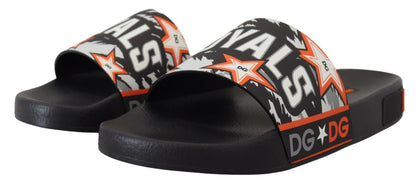Schwarz Orange Royals Gummi-Sandalen Rutschen Slip On