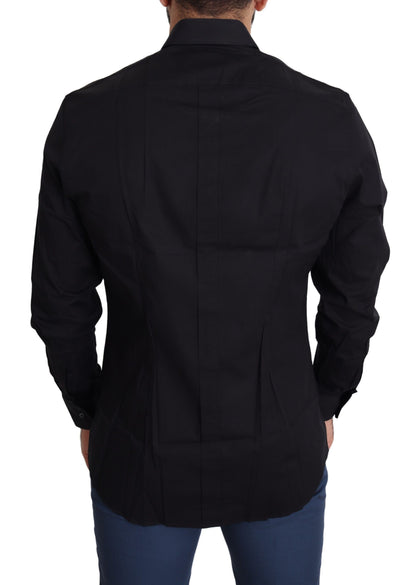 Schwarzes Baumwoll-Stretch-Hemd GOLD Formal Dress