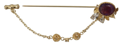 Gold Ton 925 Sterling Silber Kristall Kette Pin Brosche