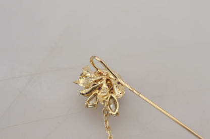 Gold Ton 925 Sterling Silber Kristall Kette Pin Brosche