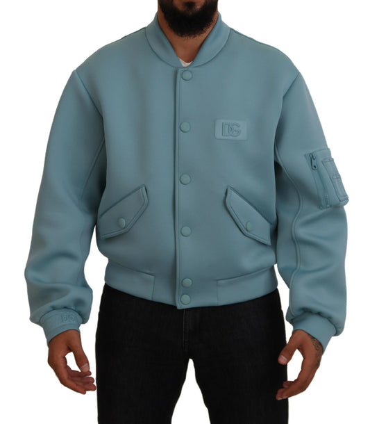 Hellblaue Polyester DG Patch Bomberjacke