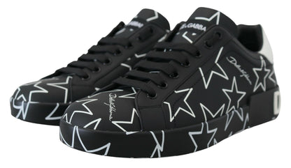 Schwarze Star Leder Low Top Freizeitschuhe