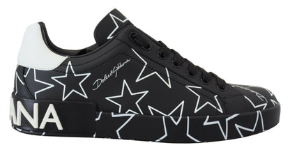 Schwarze Star Leder Low Top Freizeitschuhe