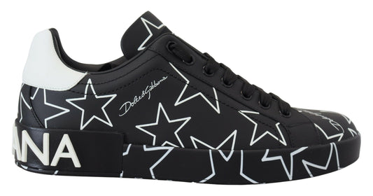 Schwarze Star Leder Low Top Freizeitschuhe