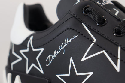 Schwarze Star Leder Low Top Freizeitschuhe