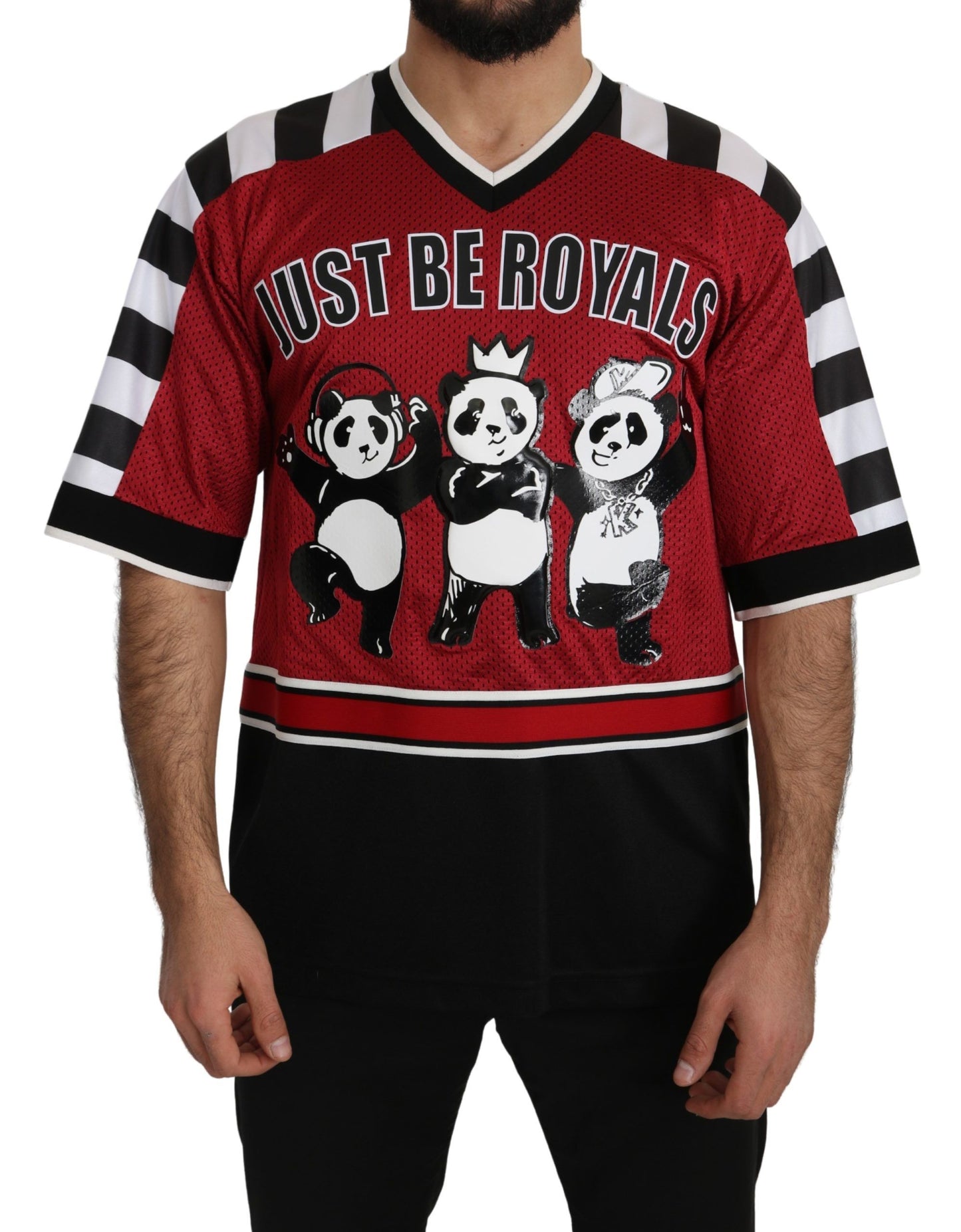 Rot-Schwarzes Panda T-Shirt in Übergröße