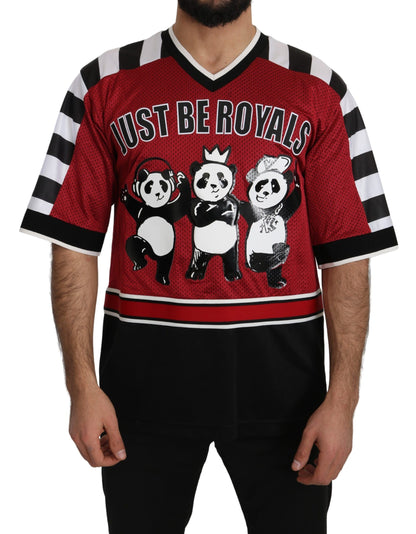 Rot-Schwarzes Panda T-Shirt in Übergröße