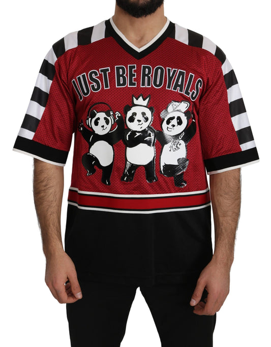 Rot-Schwarzes Panda T-Shirt in Übergröße