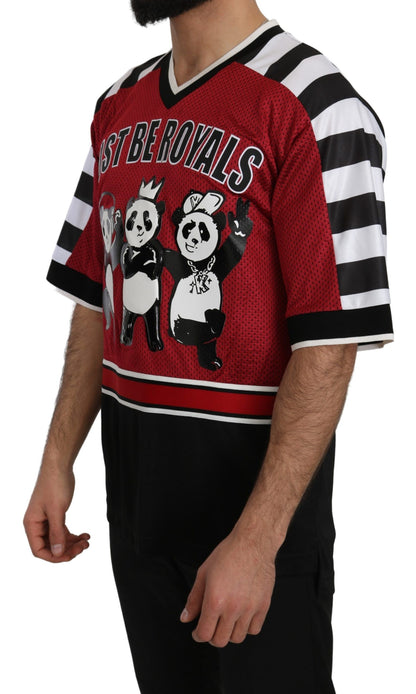 Rot-Schwarzes Panda T-Shirt in Übergröße