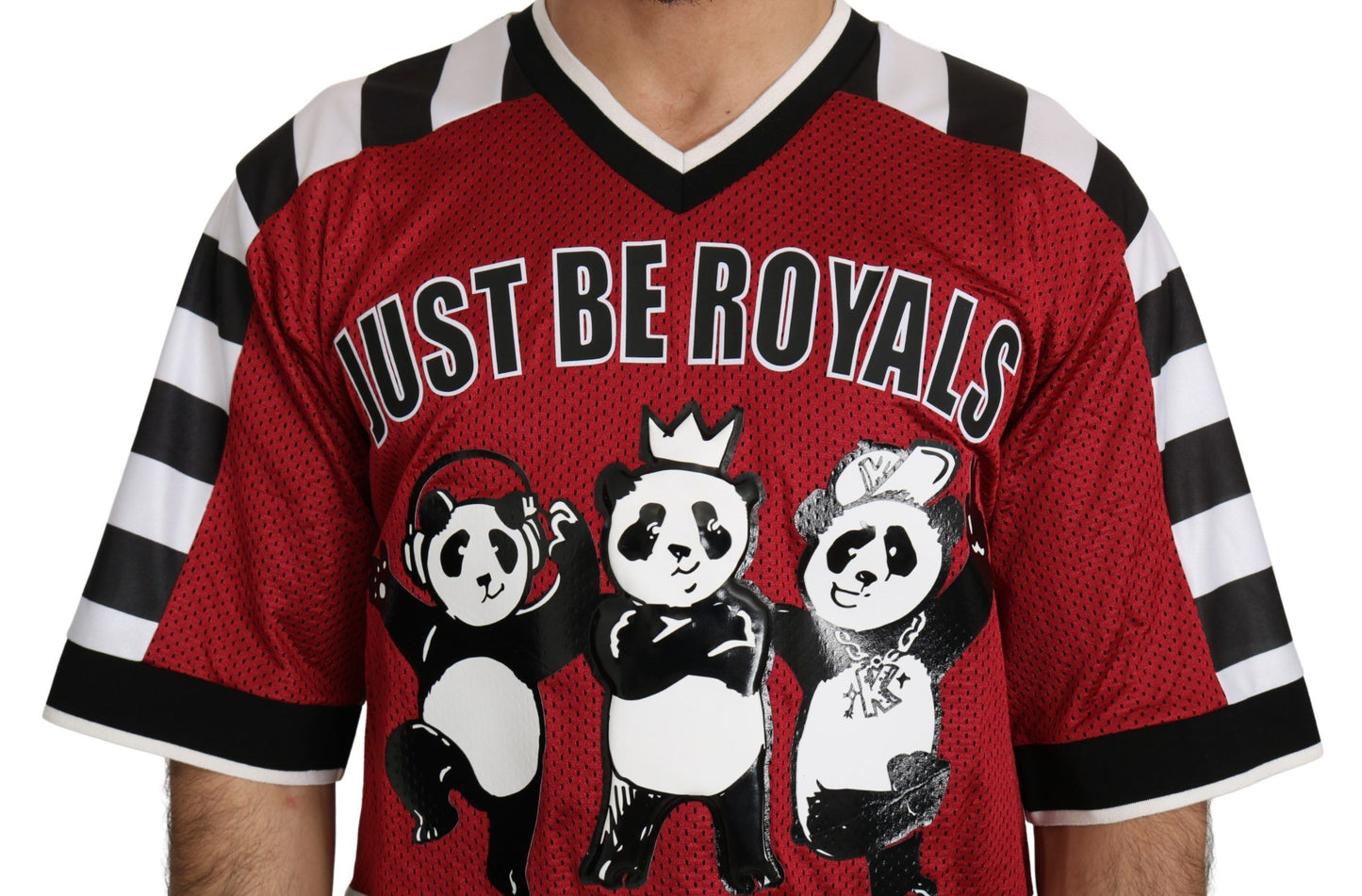 Rot-Schwarzes Panda T-Shirt in Übergröße