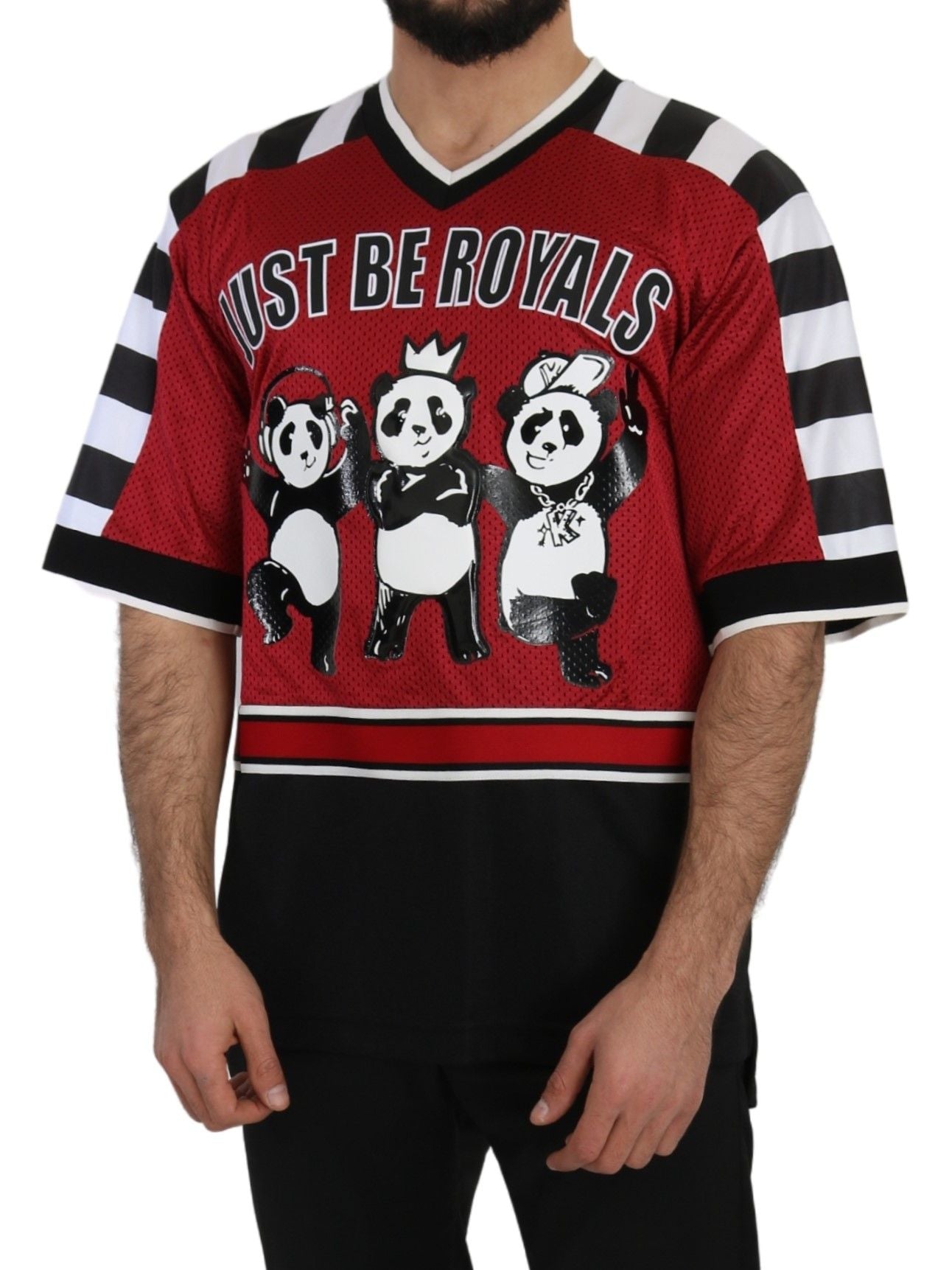 Rot-Schwarzes Panda T-Shirt in Übergröße